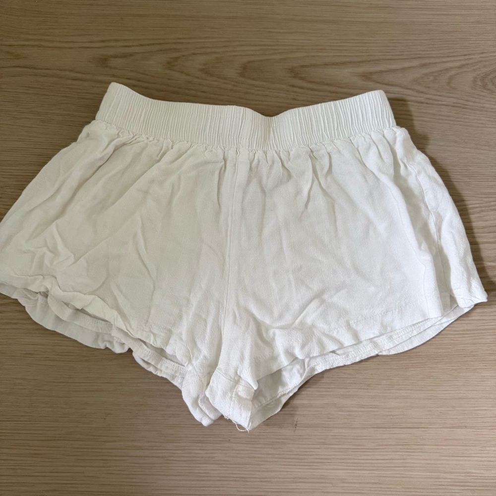 Princess Polly white beach house shorts